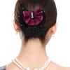 1Pcs Satin Bow Net Bun Hair Cover Barrette Net Elastic Hairnet Nurse Stewardess Bun Snood  for Women