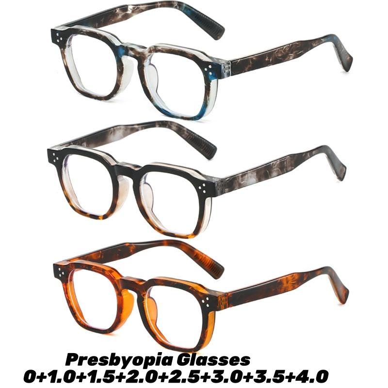 Vintage Polygon Frame Reading Glasses for Women and Men High Definition Anti Blue Light Far Sight Eyeglasses with Diopter To+4.0