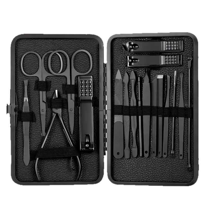 18-Piece Black Stainless Steel Nail Clipper and Manicure Set
