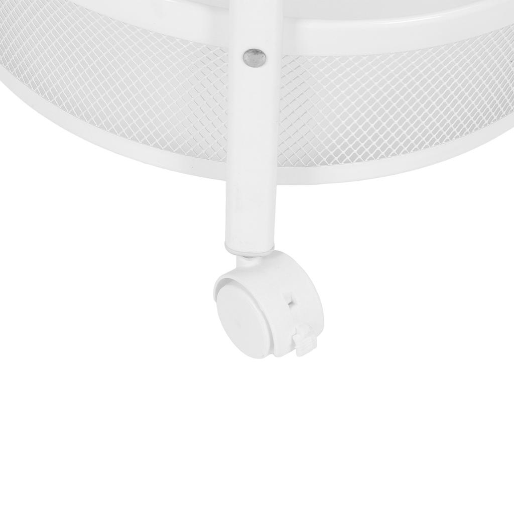 3 Tier Rolling Car Carbon Steel Round Folding Mobile Utility Storage Cart with Lockable Wheels for