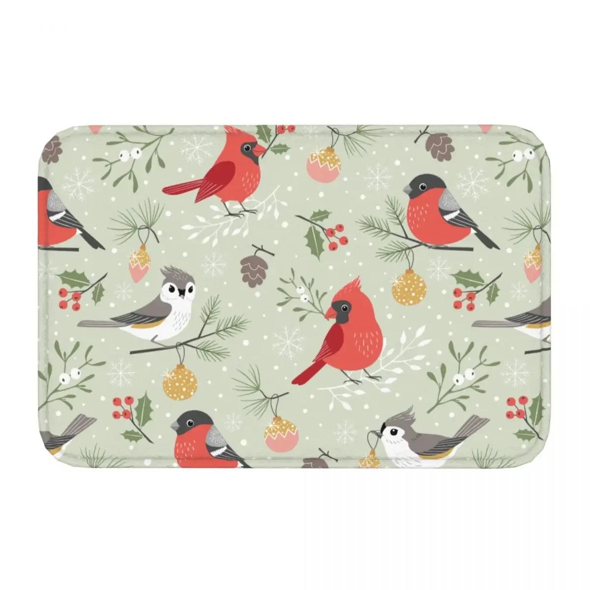 Anti-Slip Rug Doormat Bath Mat Cardinal Birds Hallway Carpet Indoor Decorative 40cmx60cm