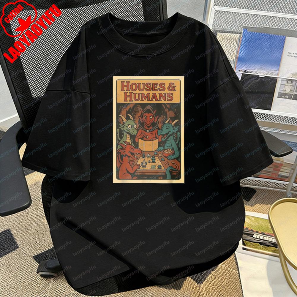 Fantasy Dragon T Shirt for Unisex Houses HuUnisexs Board Game Print Tops Tabletop RPG Enthusiast Casual Style Cotton Tee Camisetas