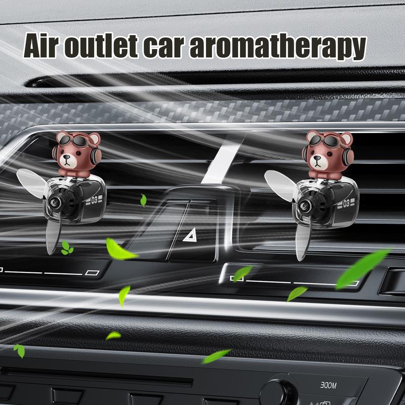 Cartoon Bear Pilot Car Fresheners Vent Clip Automotive Air Outlet Propeller Car Diffuser Outlet Fan Fragrance Fresheners