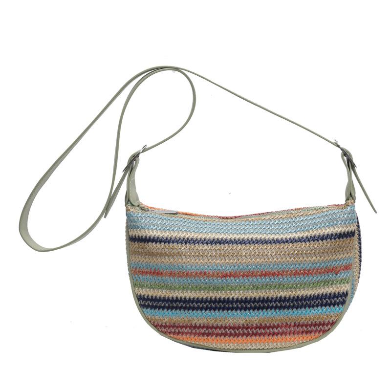 

New contrasting colors trendy rainbow dumpling bag fashionable versatile casual messenger bag woven shoulder messenger bag зелёный