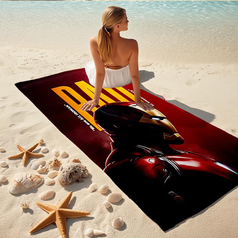 1Pc Iron Man Bad Core Beach Towel, Quick Dry, Multi-Use for Beach Pool Gym Yoga Home Travel, Christmas, Halloween, Xmas Gift M929301