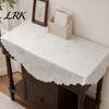 Elegant Lace Tablecloth Square Floral Doily, Scalloped White Tablecloth, Vintage Style Small Durable Table Cover for Coffee Side Tea Party Home Decor