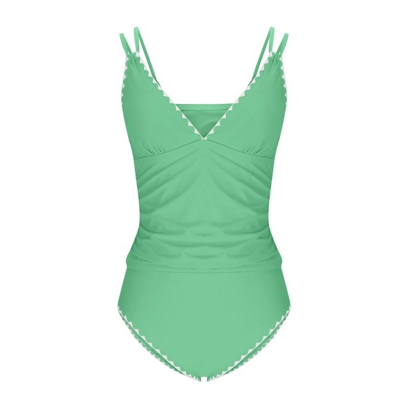 

S - XXL Новые 10 цветов Танкини бикини с V-образным вырезом Женская купальная одежда Женский купальник Комплект бикини из двух частей Купальный костюм для купания K6770 XXL светло-зеленый