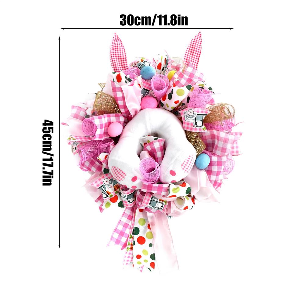 New Easter Bunny Wreath Colorful Door Wall Ornaments Happy Rabbit Home Party Creative Garland Festival Decoration Props
