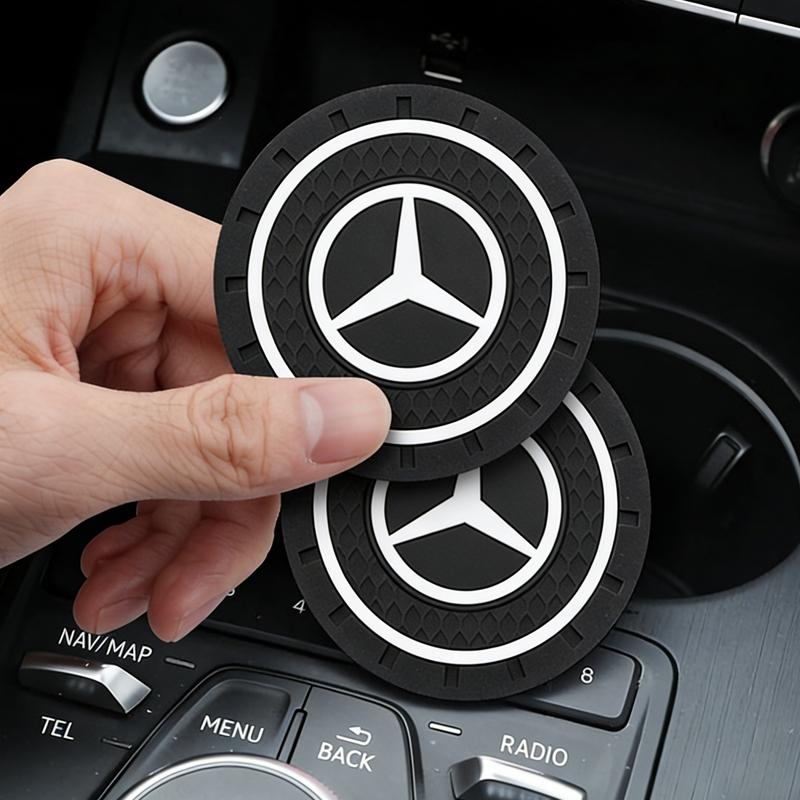 Car Coasters Water Cup Slots Non-Slip Mat Waterproof Water Cup Mat Drink Pad For AMG Mercedes Benz W204 W124 W201 W202 W212 W220