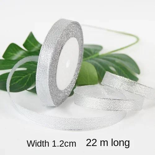 25yards/roll Gold Silver Metallic Glitter Ribbons for Apparel Garment DIY Accessories Crafts Sewing Fabric  Supplies Gift Wrap