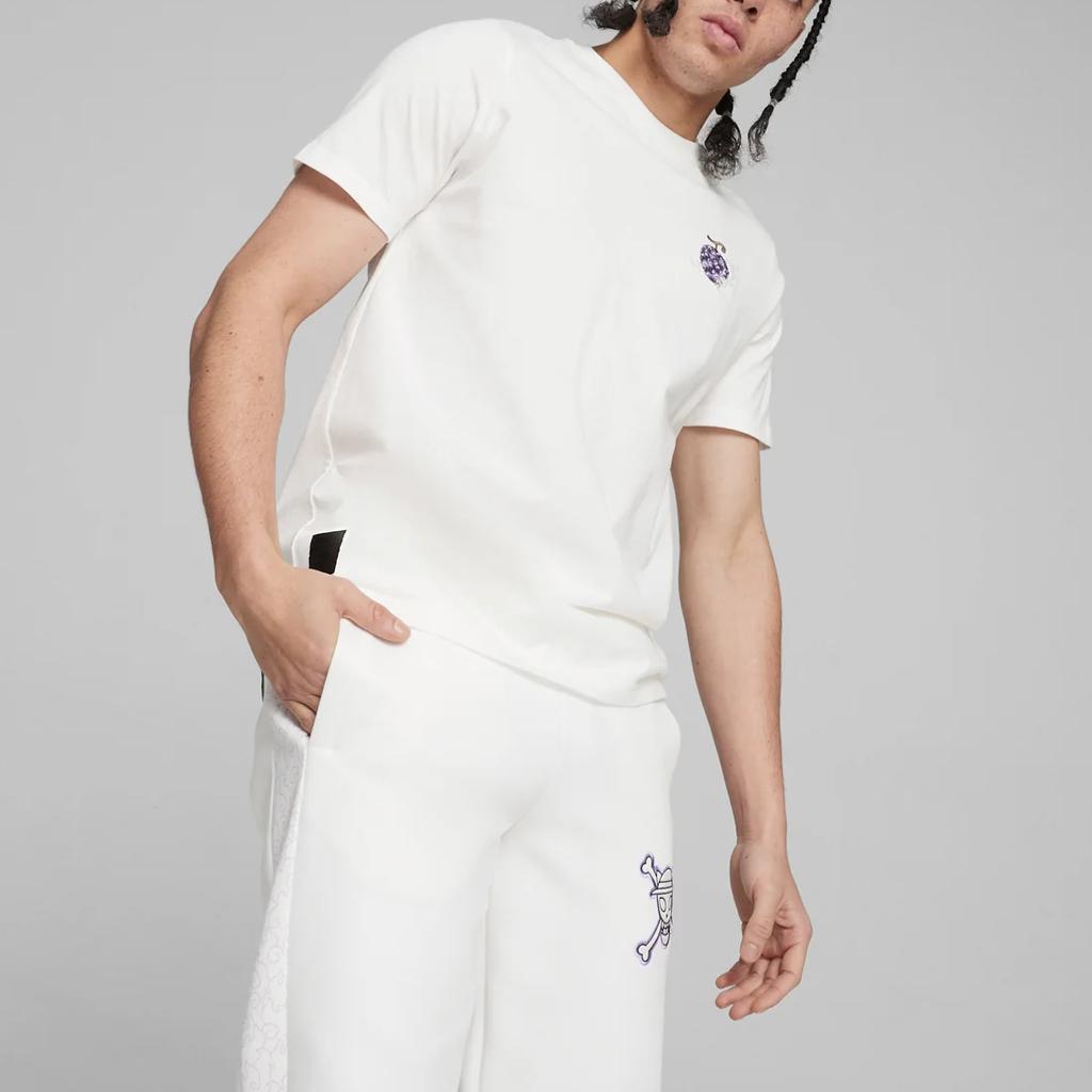 Puma X One Piece Cartoon Print Casual Crew Neck Short Sleeve T-Shirt Unisex Tops White 624665-02