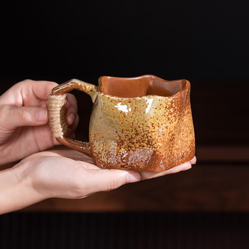 Special-Shaped Mug, Retro Ceramic Cup, Irregular Cup, Coarse Pottery Water Cup, High-Value Coffee Cup