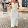 Elegant Sleeveless Long Dresses Y2K Summer Backless Slim Low-cut Women's Dress Fashion Solid Knit Streetwear Club Robe
