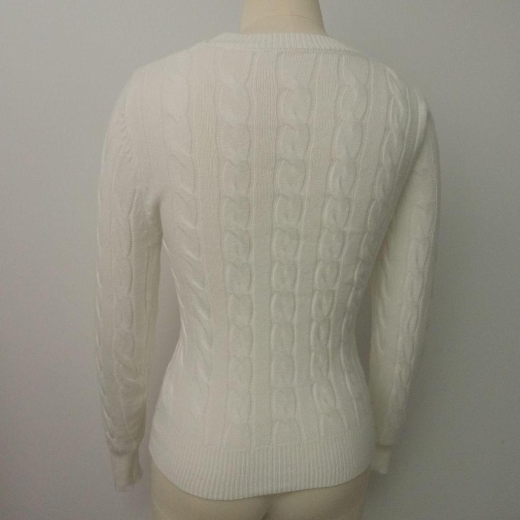 Women's Cross-Border Hot-Selling Cable Knit Pullover Sweater - Milk White, Round Neck, Autumn/Winter Top.