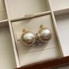 French retro cotton temperament Internet celebrity round big pearl earrings premium earrings cold wind trend stud earrings ear buckle