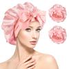 Double-Layer Satin Bowknot Sleep Cap - Imitation Silk Wide Brim Hat for Hair Care