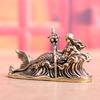 Vintage Brass Mermaid Statue Greek Ocean Goddess Collectible Sculpture Retro Antique Style for Nautical Theme Decor