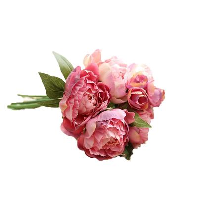 8 Head Artificial Peony Silk Flower Leaf Home Wedding Party Decor Floral Bouquet