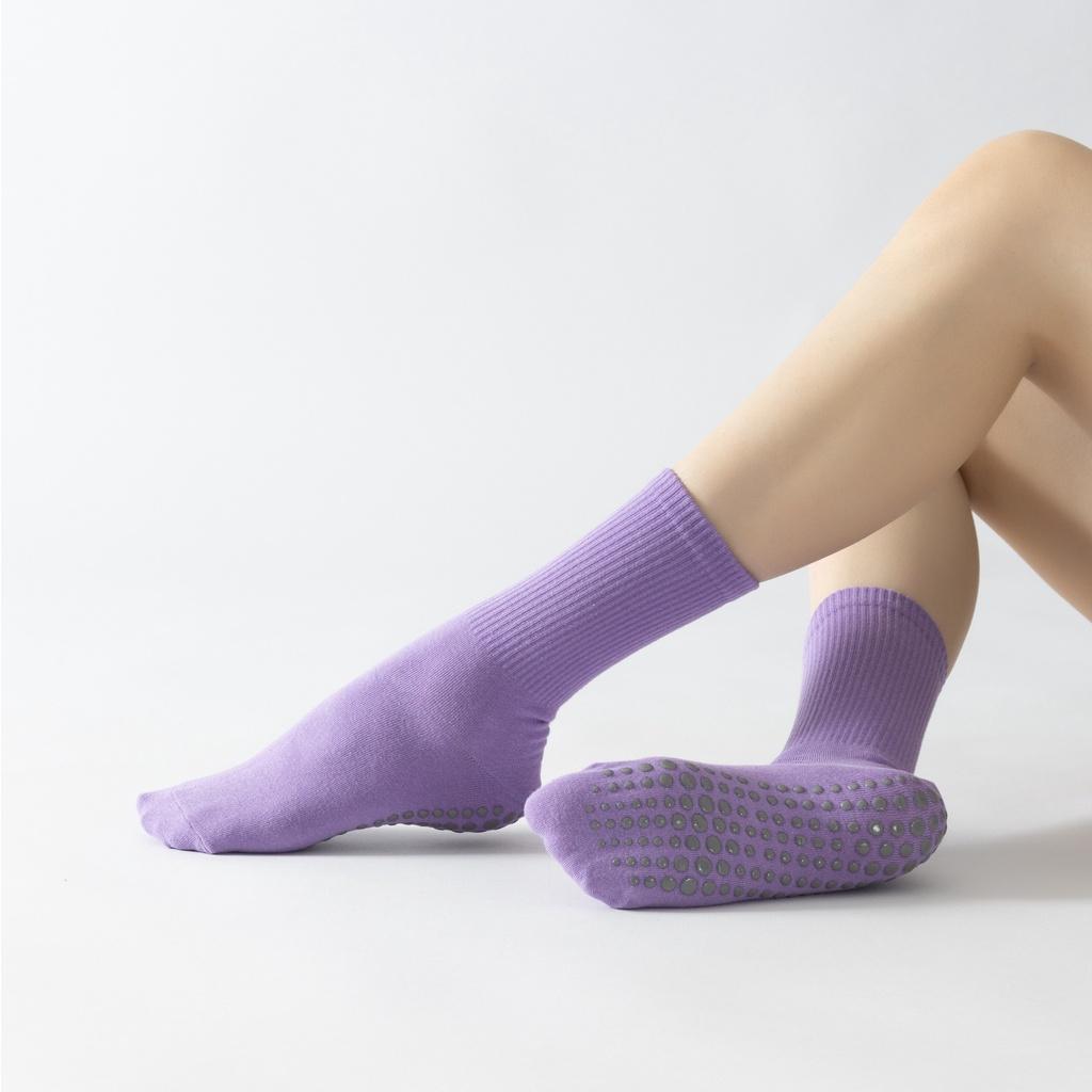 Lange Röhren-Yogasocken aus Baumwollpunktsilikon, rutschfeste Pilatessocken für Damen, atmungsaktive Sportsocken
