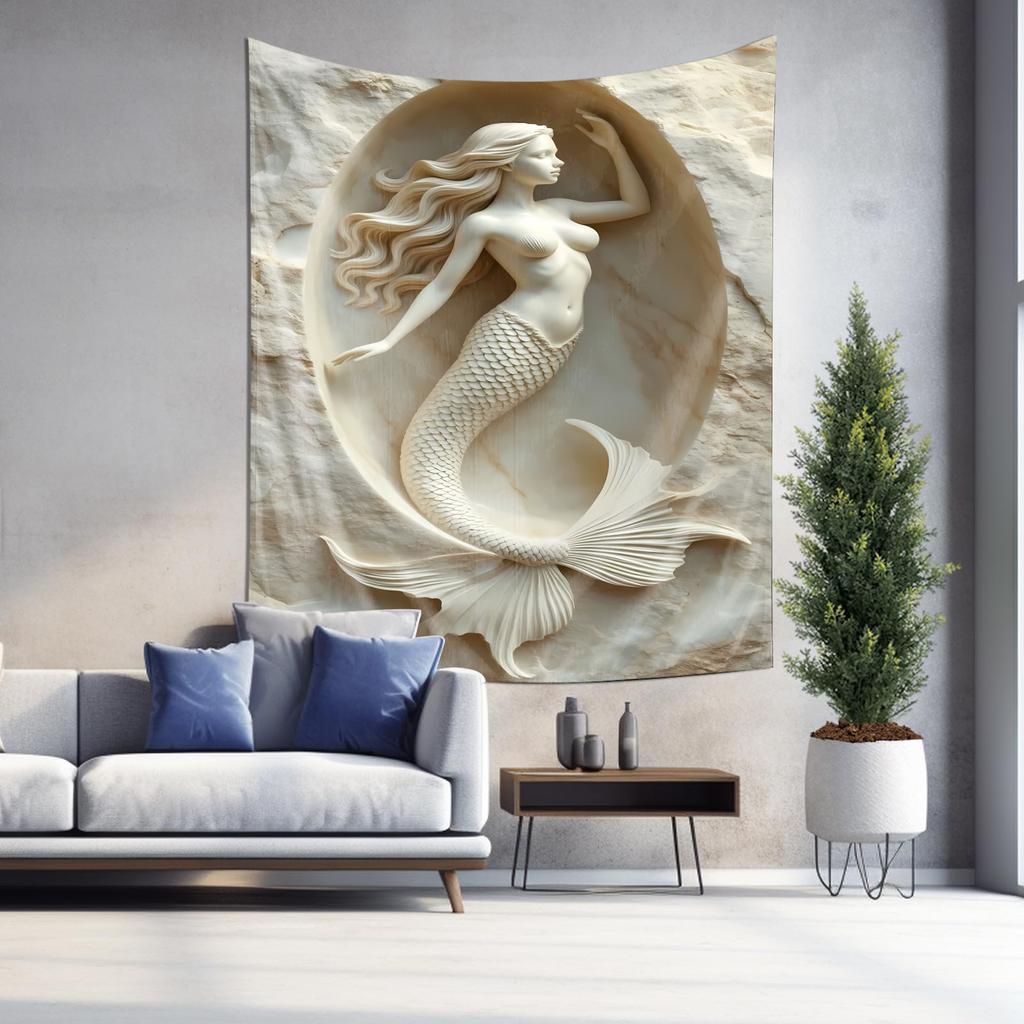 Elegant Mermaid 3D Embossed Tapestry Beautiful Living RoomBedroom Decor Painting New Art Wall Ornament