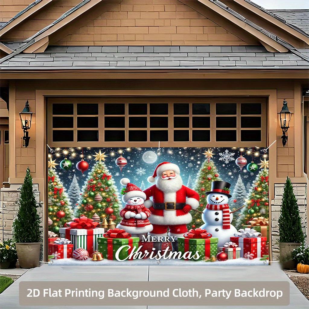 2D background banner, Santa Claus, Happy Snowman, Gift tree, garage polyester background fabric, holiday background