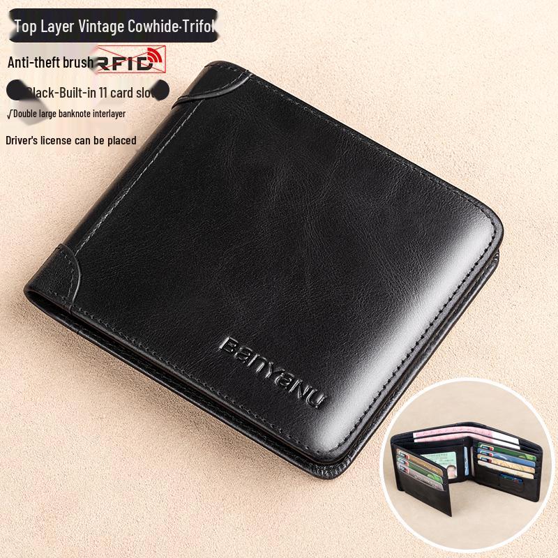 Herren 2025 Neuer Stil Rindsleder Geldbörse mit Geldklammer und Führerscheinfach