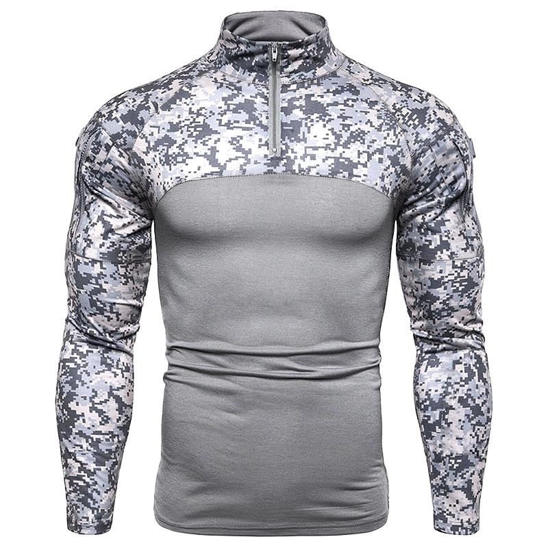 Men S Camo Color Block Long Sleeve Loose Fit Casual T Shirt
