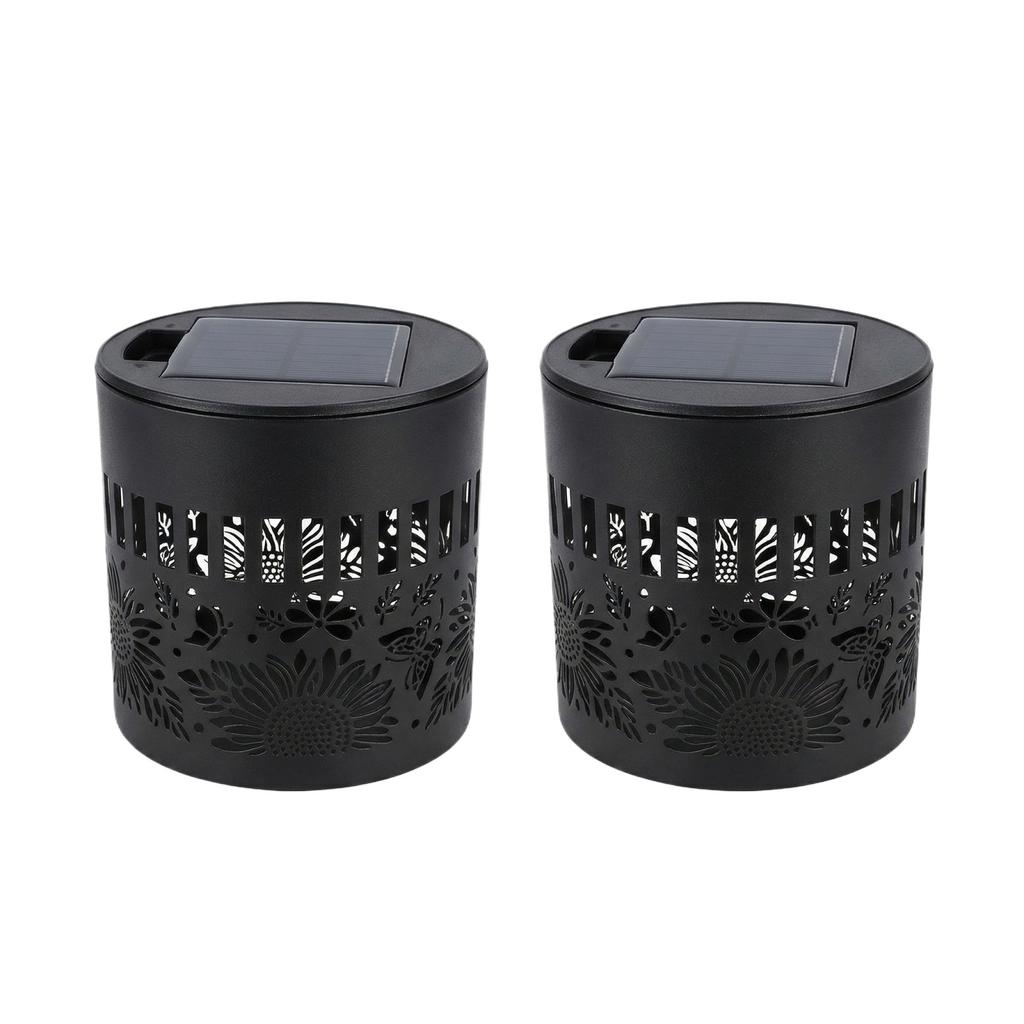 2PC Solar Lantern Outdoor Garden Lights Decorative Metal Frame Waterproof Solar Powered Patio Lamps for Yard Pathway Deck Lighting