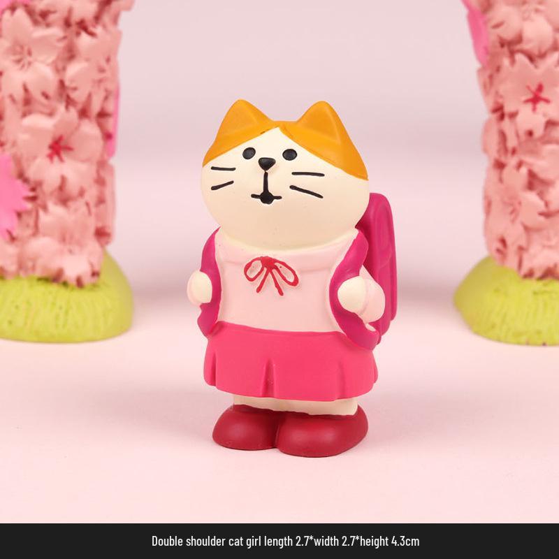 Handmade Japanese Zakka Cat Ornaments: Cute Cherry Blossom Resin Decor for Home