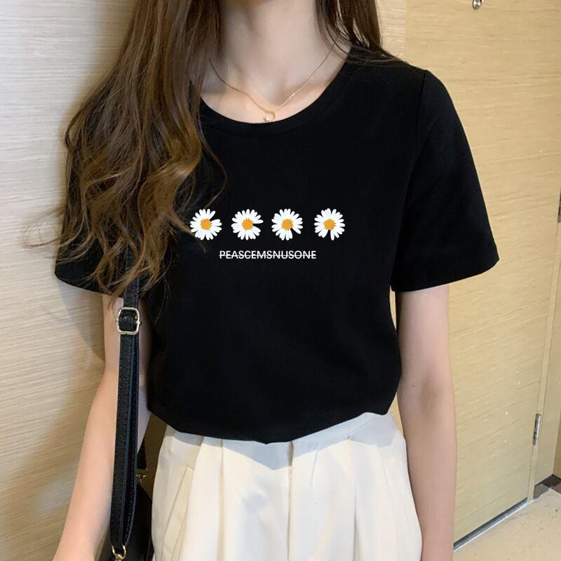 

Cotton short-sleeved t-shirt women s 2025 new summer letter print white small top half-sleeved ins tide XXXL