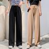 Pantalones de Mujer de Pierna Ancha de Seda Helada de Cintura Alta - Finos de Primavera/Verano, Largos hasta el Suelo, Holgados, de Pierna Recta, Diseño Casual con Caída