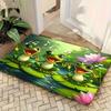 1pc Three Cute Cartoon Frog Lotus Leaf Floor Mat - Machine Washable, Creative Home Decor, Fun Bathroom Additions | Cute Animal Pattern, Suitable for O