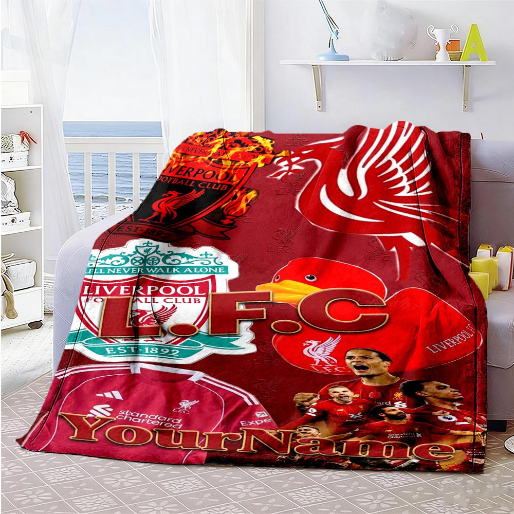 Liverpool Customize Text Blanket Throw Personalized Blanket Durable Comfort Versatile for Bedding Picnics Livingroom Office Chair