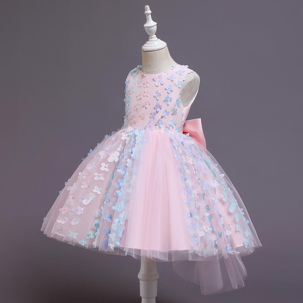 Pink Evening Gown for Girls: 3D Floral Ball Gown