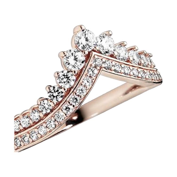 Pandora Original Design Square Cubic Zirconia Ring Women Rings Rose-Gold 187736CZ