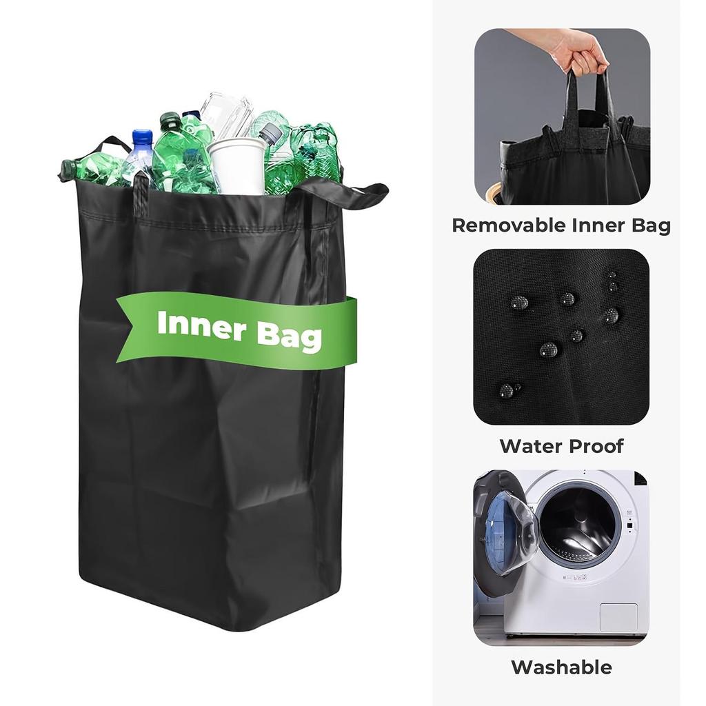 Large Capacity Waterproof Foldable Laundry Hamper with Tidy Basket Frame for Dirty Clothes and Kitchen Storage