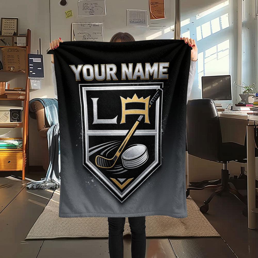 Custom Name,Los Angeles Kings Printed Flannel Blanket, Soft Throw for Bedroom Sofa, Washable, Christmas Present, Great Gift.