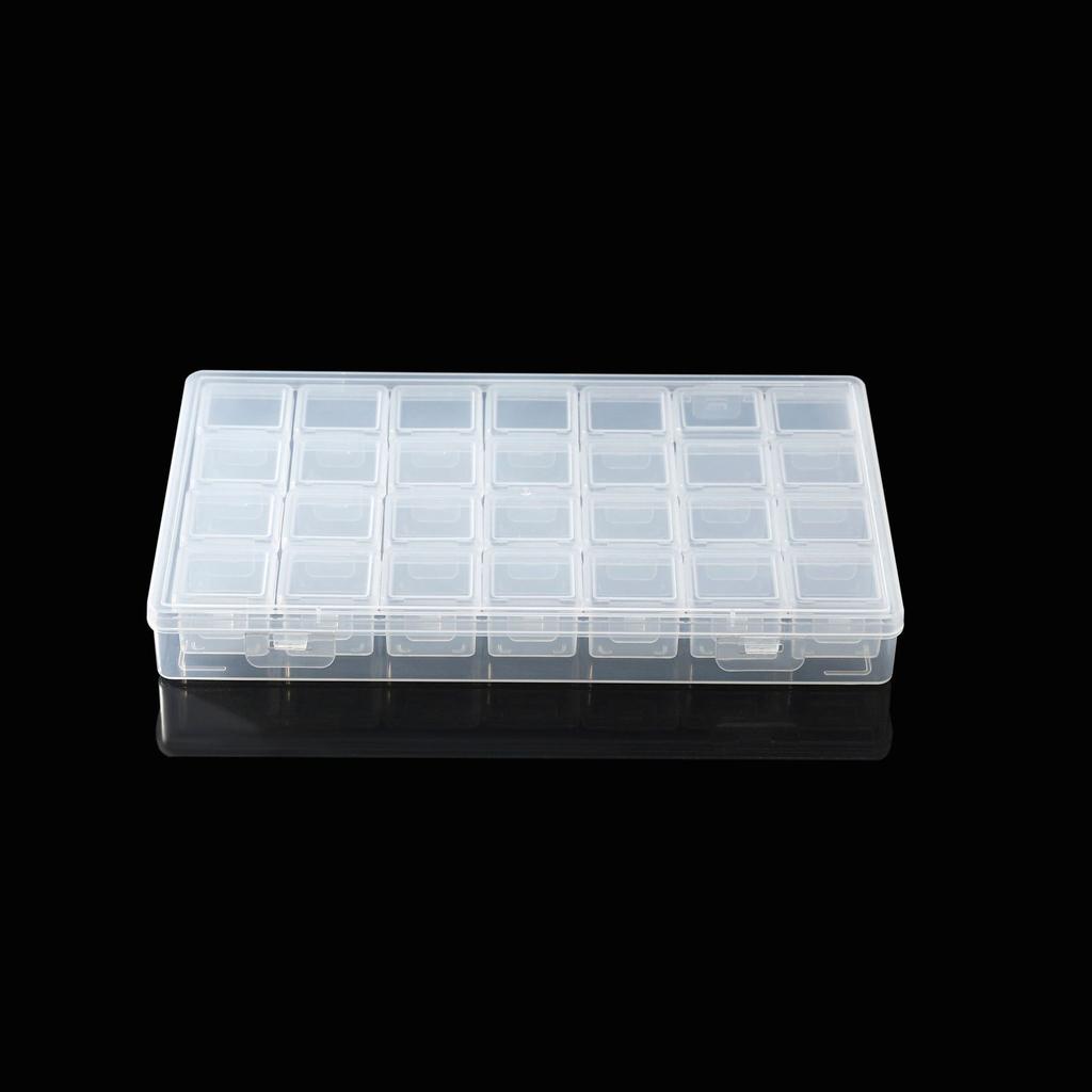 Set Box (1 + 28) Transparent Plastic Box Can Be Split Independent Grid Parts Box Loose Beads Letter Beads Classification Portable Box