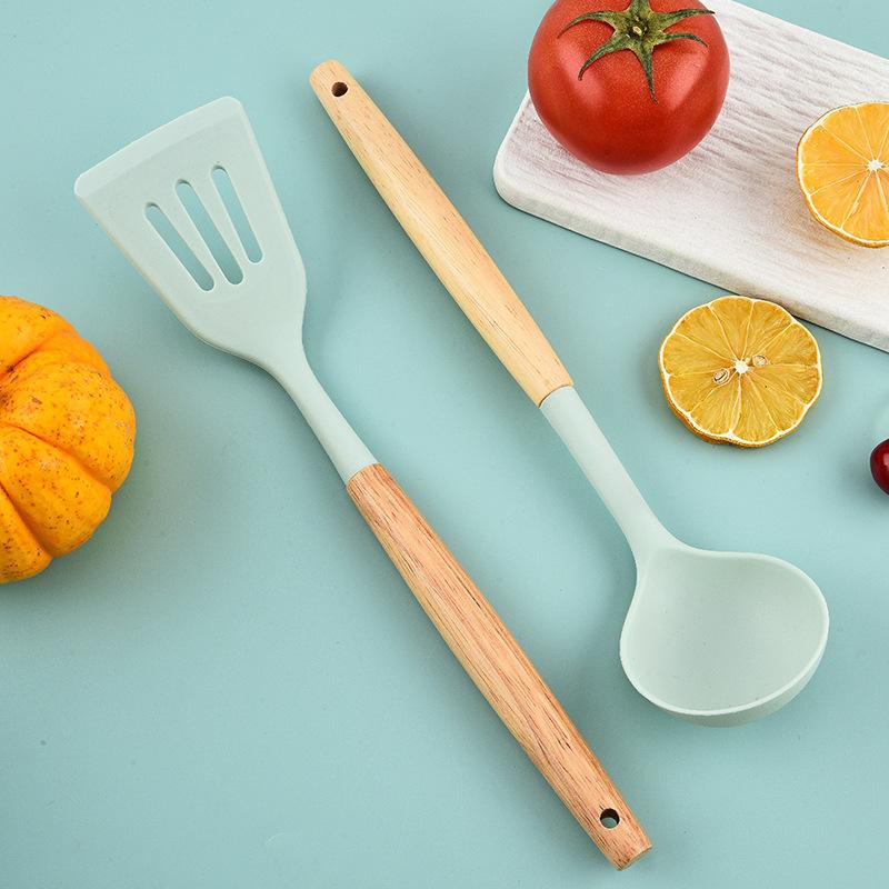 2025 New Light Edition Silicone Cooking Shovel Food Grade Spoon 12-piece Set 550g Silicone Kitchenware Set