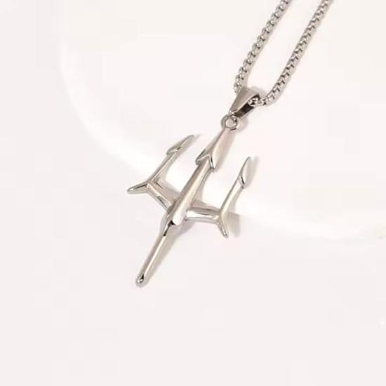 Trident Pendant Necklace for Men Women Stainless Steel Silver Chain Unique Unisex Fashion Jewelry For Men Shiva Locket Wedding Gift