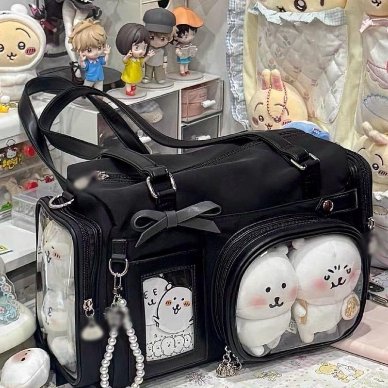Original Two-dimensional Baby Bag, Girls' Transparent Tote Bag, Commuting Large-capacity Shoulder Messenger Bag, Boston Pain Bag Tide