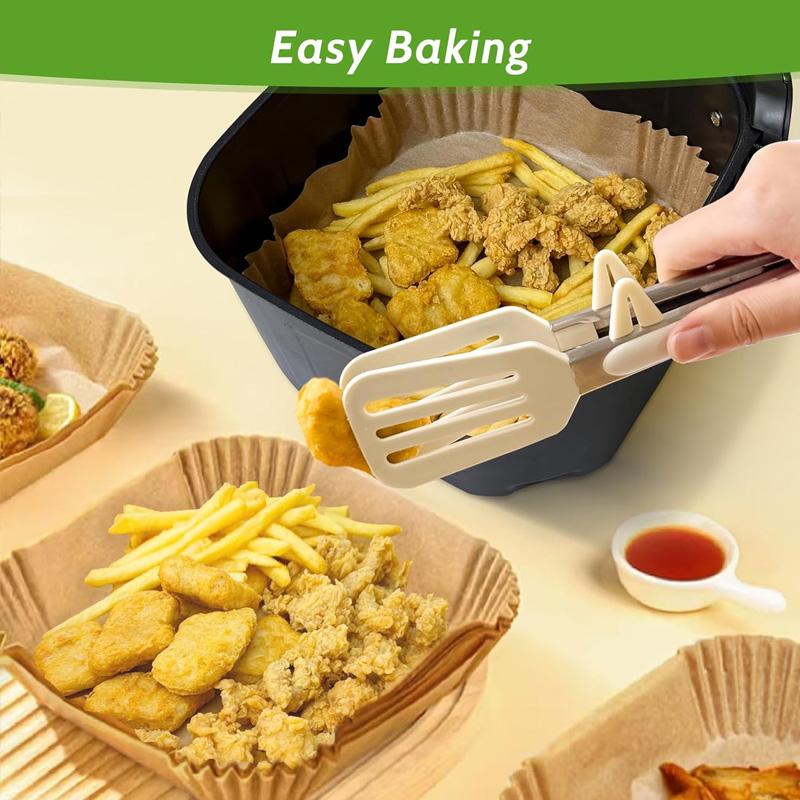 50pcs Disposable Air Fryer Parchment Liners, 9 Inch (5-8QT), Oil-Absorbing for Fries/Chicken