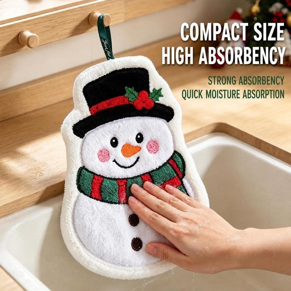 Creative Cartoon Christmas Hand Towel Absorbent Quick-drying Bathroom Hand Cloth Coral Fleece Christmas Decor Snowman Wipe Cloth