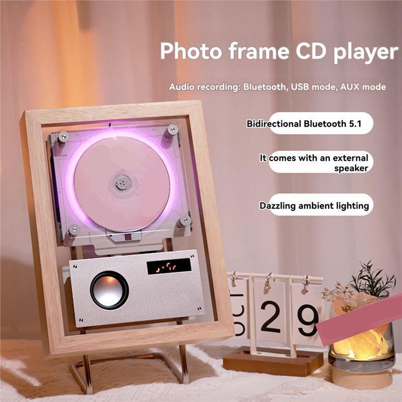Tech Music Frame CD přehrávač - Dynamická umělecká prezentace se nástěnným Bluetooth reproduktorem, LED osvětlením a vestavěným zvukovým systémem