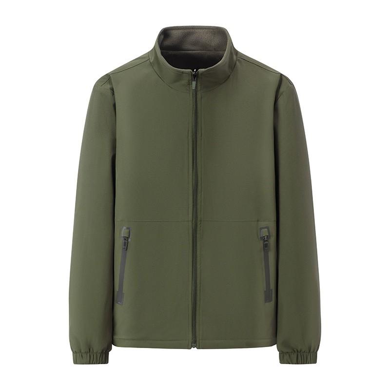 Mens Stand Collar Fleece Jacket Winter Warm Thick Outerwear Multi-Pocket Casual Loose Fit Outdoor Style