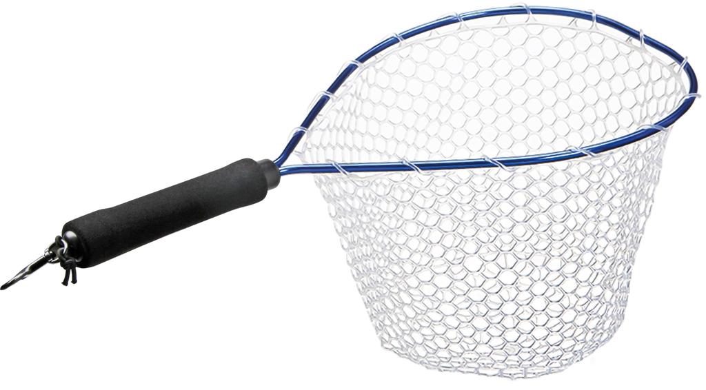 PROX Rubber Landing Net, Short Grip, 12-inch, Blue Frame, Clear Net, PX70412CB (Fish-Friendly Rubber Net)
