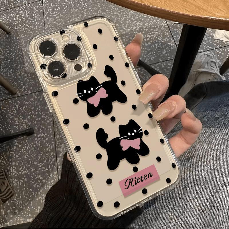 

Kitten Bow Soft Shell Phone Case for Model Y iPhone 15 Plus