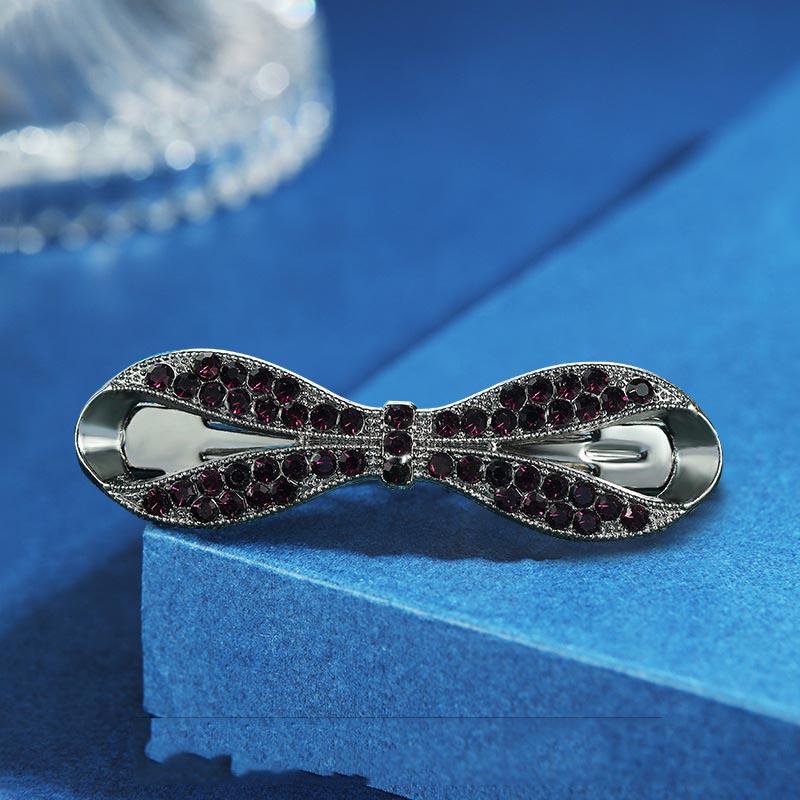 Clip de Primavera de Circonita Blanca Flor de Pedrería Brillante Clip Superior Clip Horizontal Elegante Adorno para el Cabello de Moda para Madres