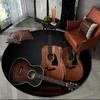 Elektrische Gitarre Klassische Gitarre Runder Teppich für Wohnzimmer Schlafzimmer Kinderzimmer Dekoration, Haustierbereich Teppich Rutschfeste Bodenmatte