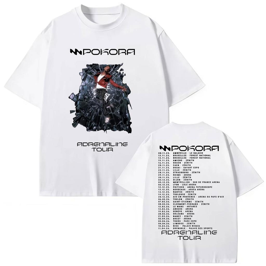 Singer M.Pokora Adrenaline Tour 2025 Merch T-shirts Men Women Hip Hop Vintage T Shirts High Quality Fashion Oversized T-shirt